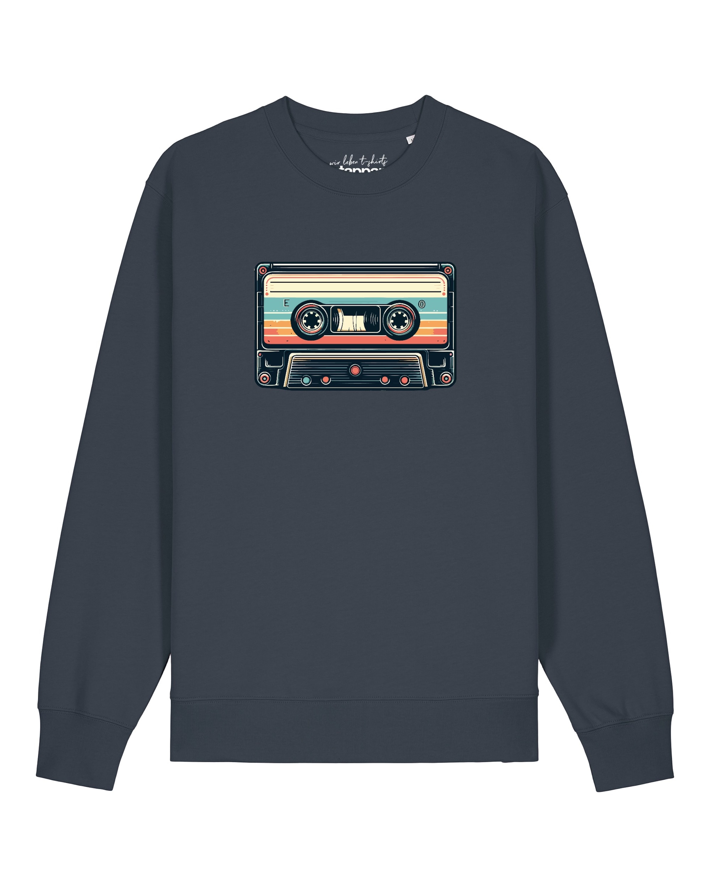 Watapparel Sweatshirt 'Retro Kassette' in Grau: Vorderseite