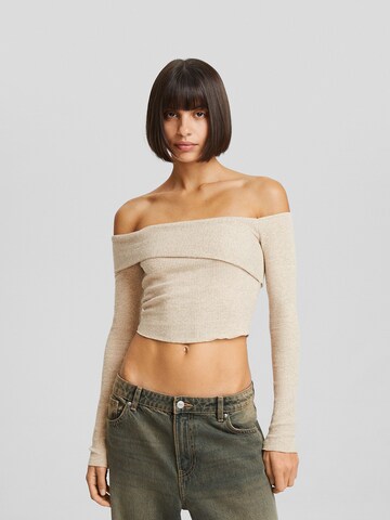 Pull-over Bershka en beige : devant