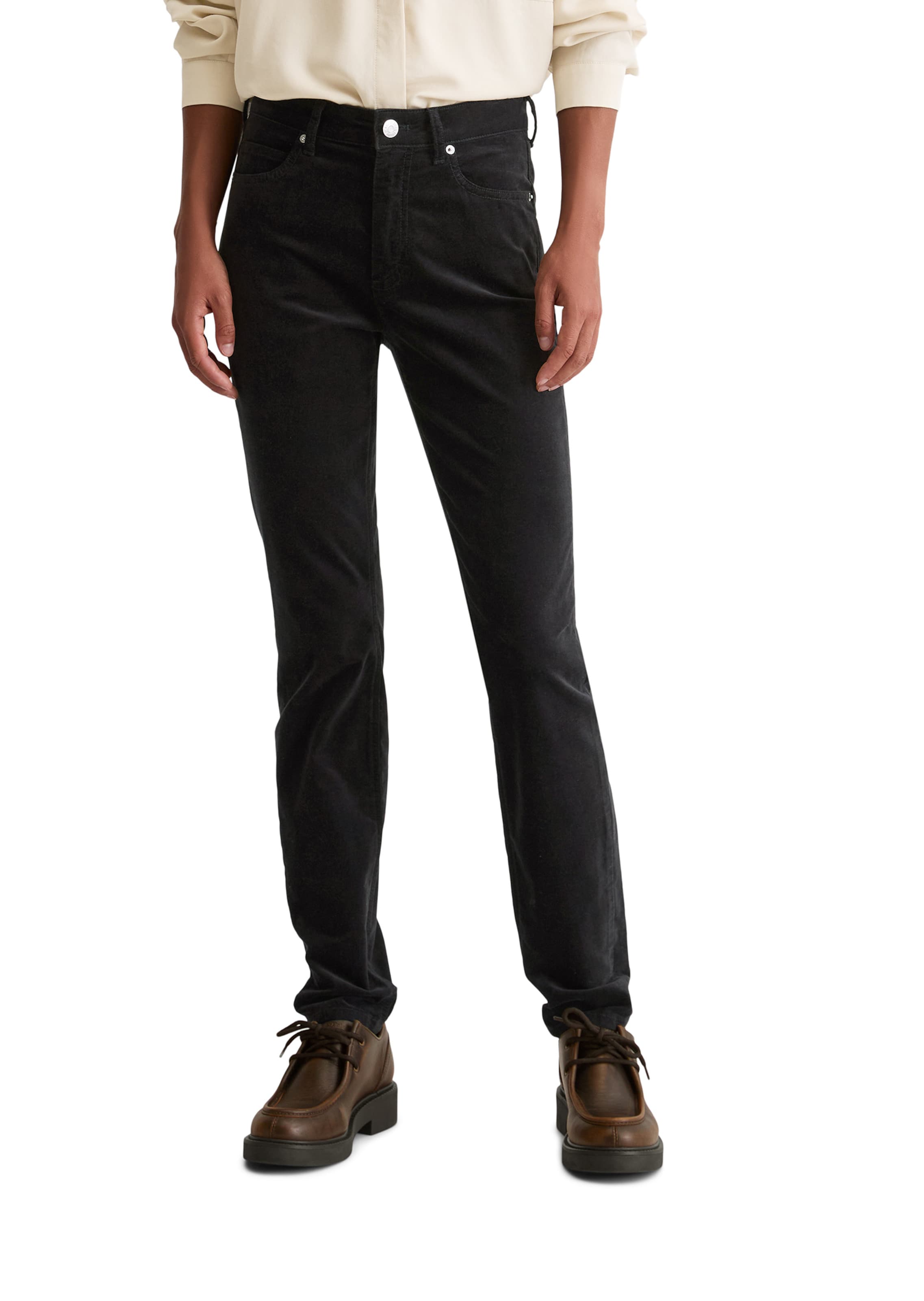 Marc O'Polo Slim fit Trousers 'Alkea' in Black: front
