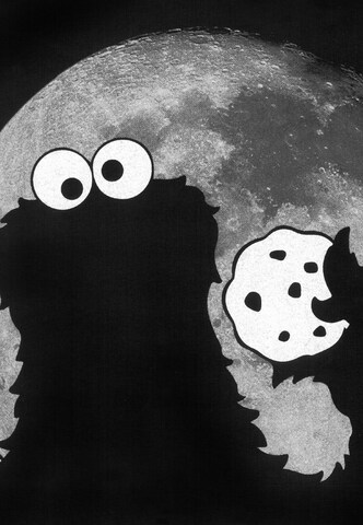 LOGOSHIRT Shirt 'Sesamstrasse - Krümelmonster Mond' in Zwart
