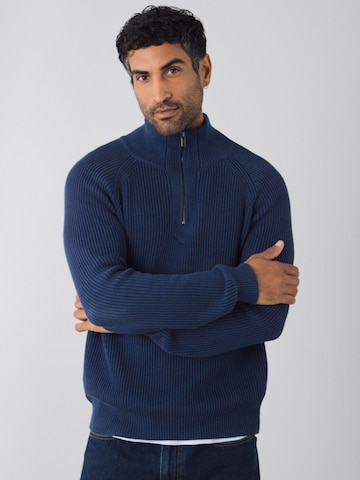 Pull-over 'Half-Zip Knit' Honest Basics en bleu