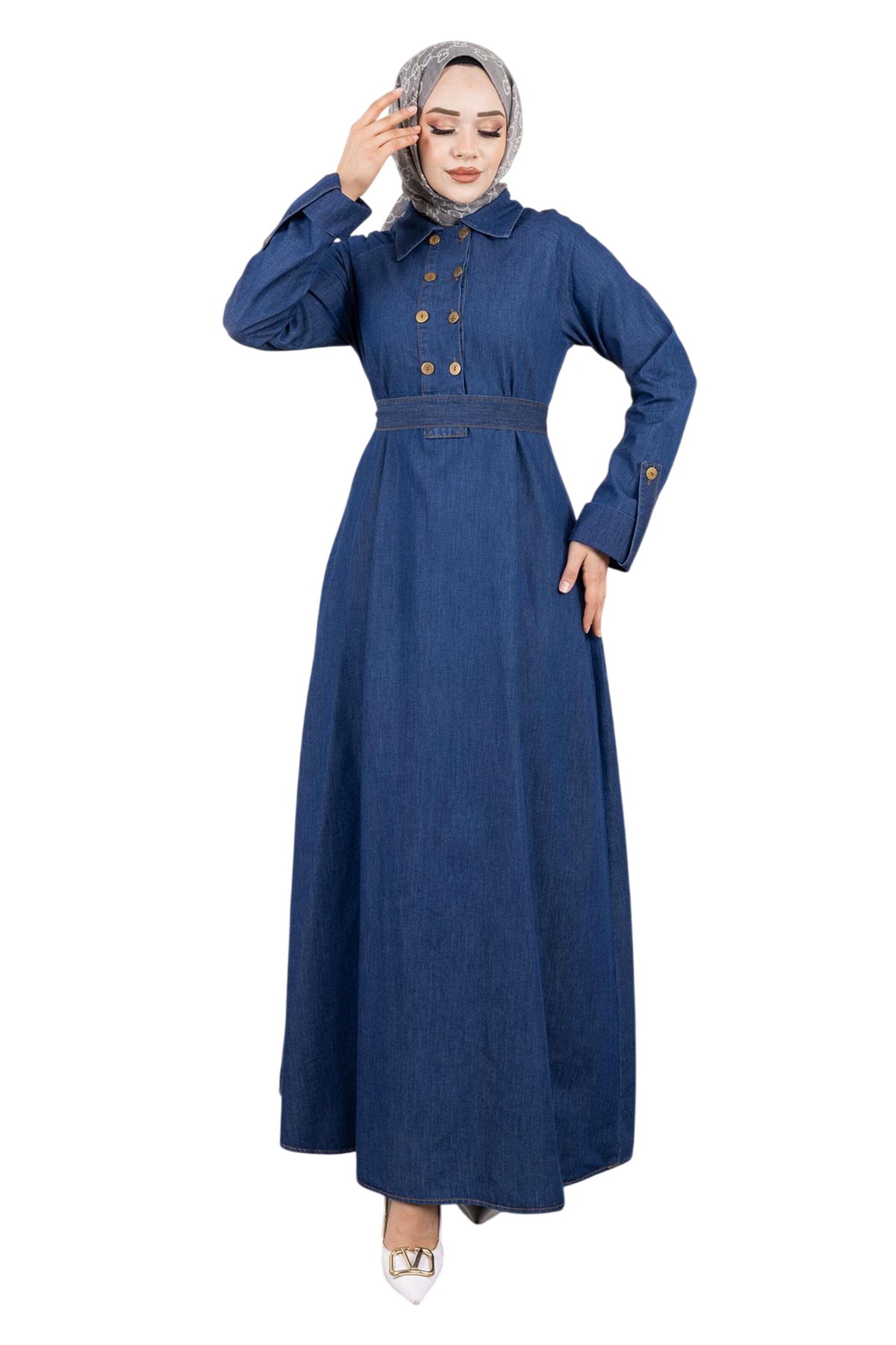 MODAMIHRAM Shirt dress in Blue: front