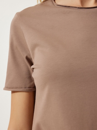 Happiness İstanbul T-shirt en noisette / blanc, Vue avec produit