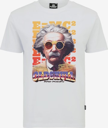 Oldskull T-Shirt 'Wrldvibe Einstein Graphic' in Weiß: Vorderseite