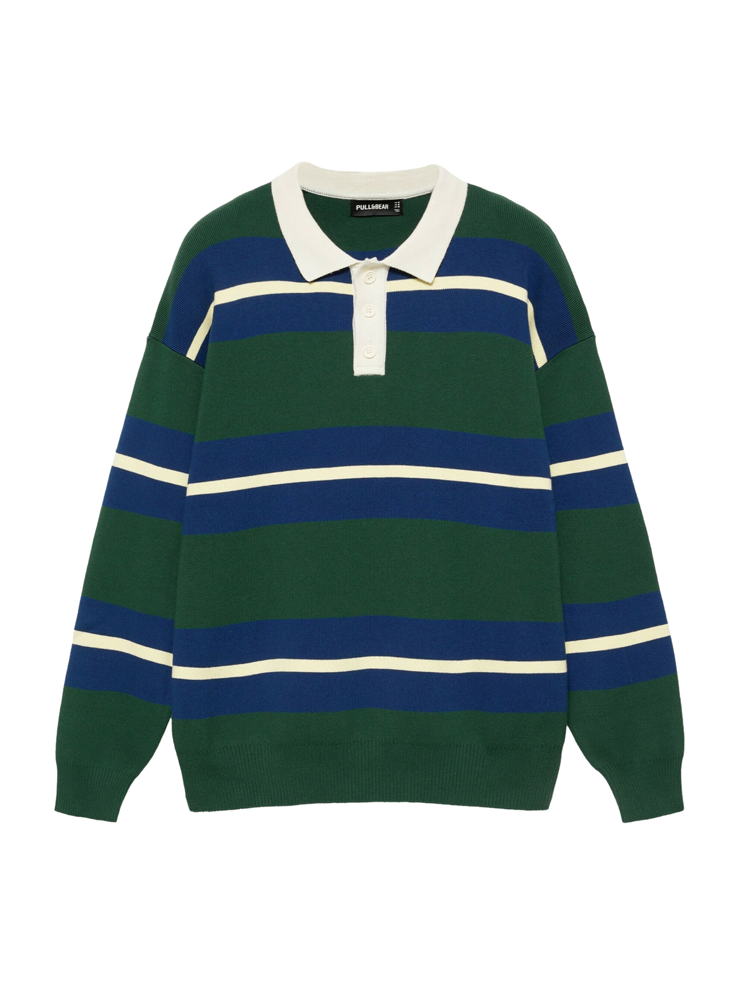 Pull&Bear Pulover v velikosti XS  | kremna / modra / temno zelena / bela barva, Prikaz izdelka