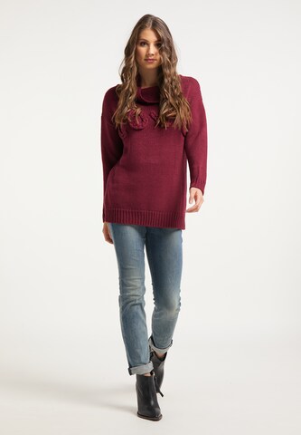 IZIA Širok pulover | rdeča barva