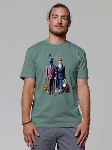 Maglietta ' Fancy Birds ' di Watapparel in verde: frontale
