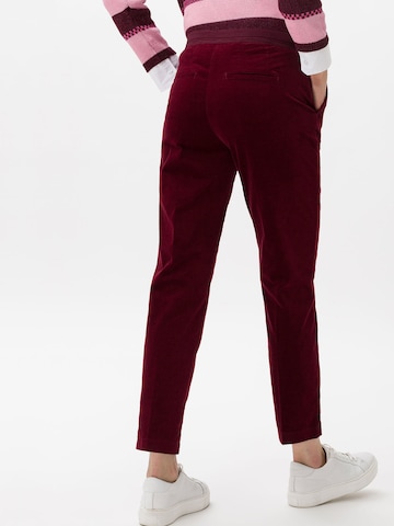 BRAX Slim fit Pleated Pants 'Maron' in Red