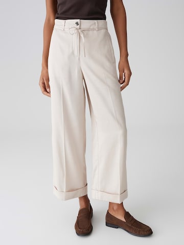 smėlio OPUS Plačios klešnės Kelnės su kantu 'Meeri': priekis