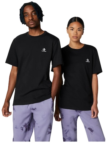 T-Shirt 'Converse Go-To Embroidered Star Chevron Standard-Fit T-Shirt' CONVERSE en noir : devant