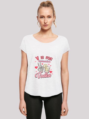 T-shirt 'Anti Valentinstag V Is For Vodka' F4NT4STIC en blanc : devant