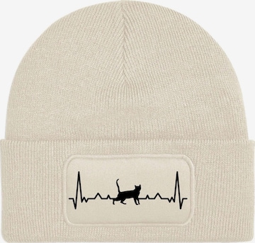 Youth Designz Mütze 'Heartbeat Katze' in Beige: Vorderseite