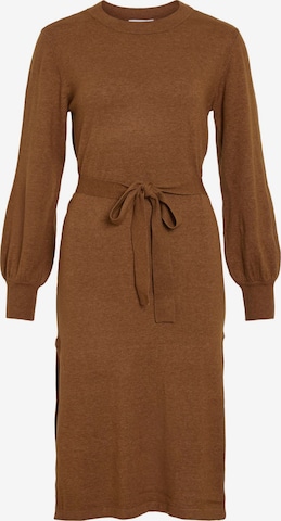 VILA - Vestido de punto en marrón: frente