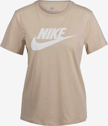 Skinny T-shirt fonctionnel 'Essential' Nike Sportswear en beige : devant