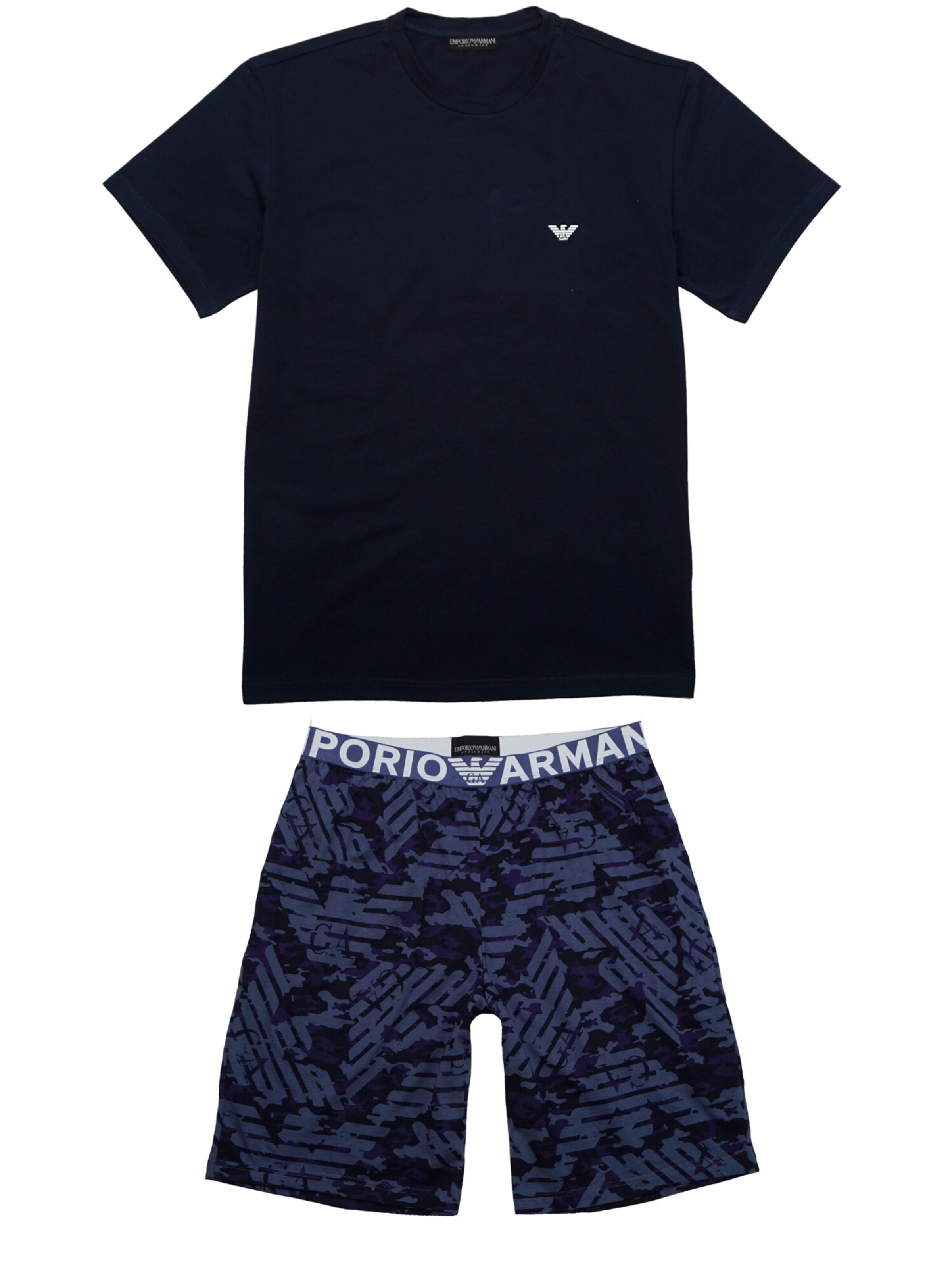 Emporio Armani Pyjama kort in Zwart: voorkant