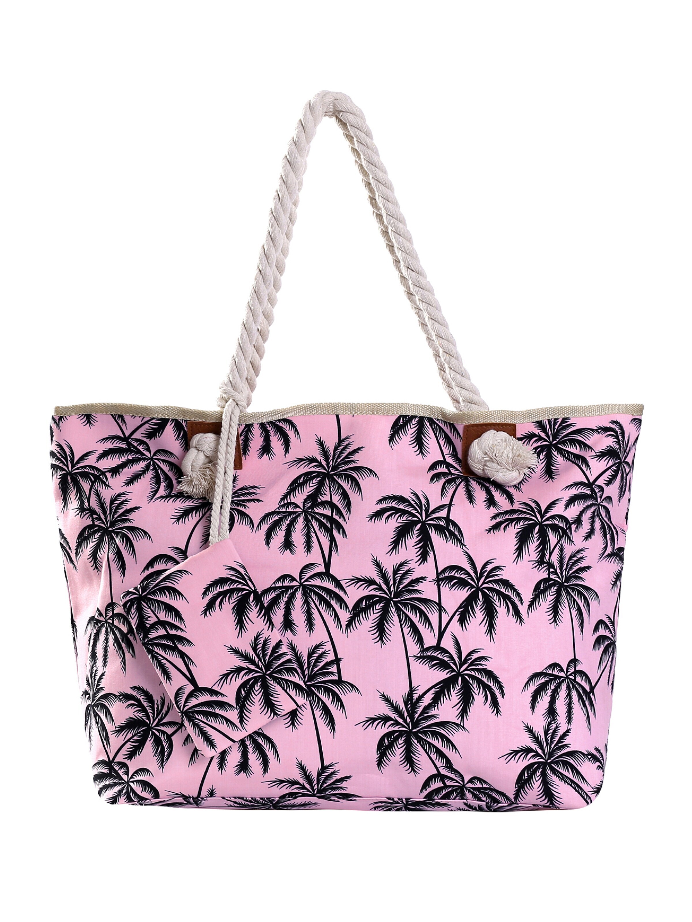 DonDon Beach Bag 'DonDon Strandtasche mit Reißverschluss Shopper Beach bag Badetasche Bunte Welt' in Pink: front