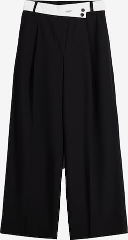 Wide leg Pantaloni de la Bershka pe negru: față