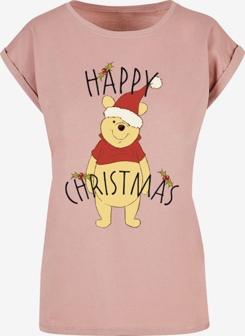 ABSOLUTE CULT T-Shirt 'Winnie The Pooh - Happy Christmas Holly' in Pink: predná strana