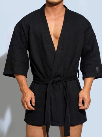BIMONI Short Bathrobe in Black: front