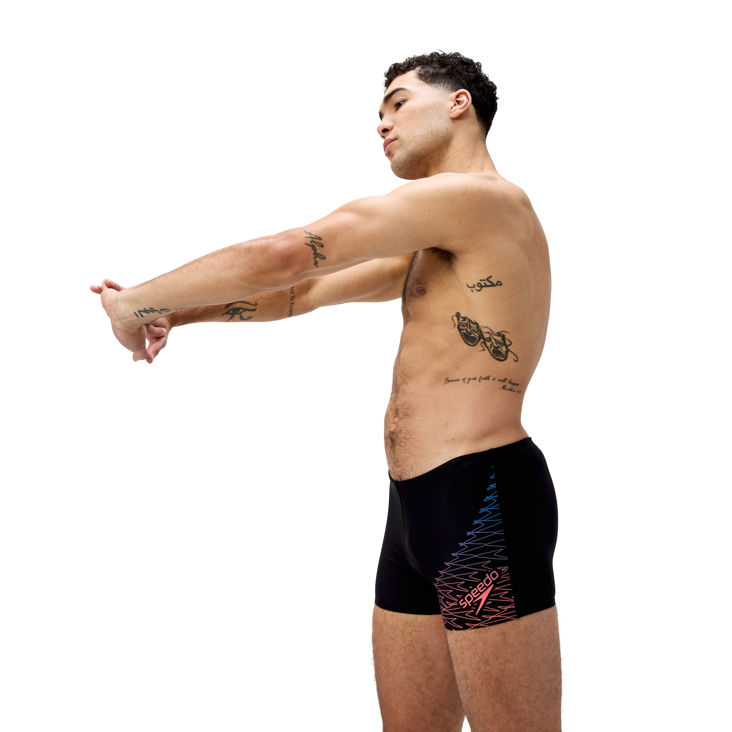 SPEEDO Athletic Swim Trunks in Black