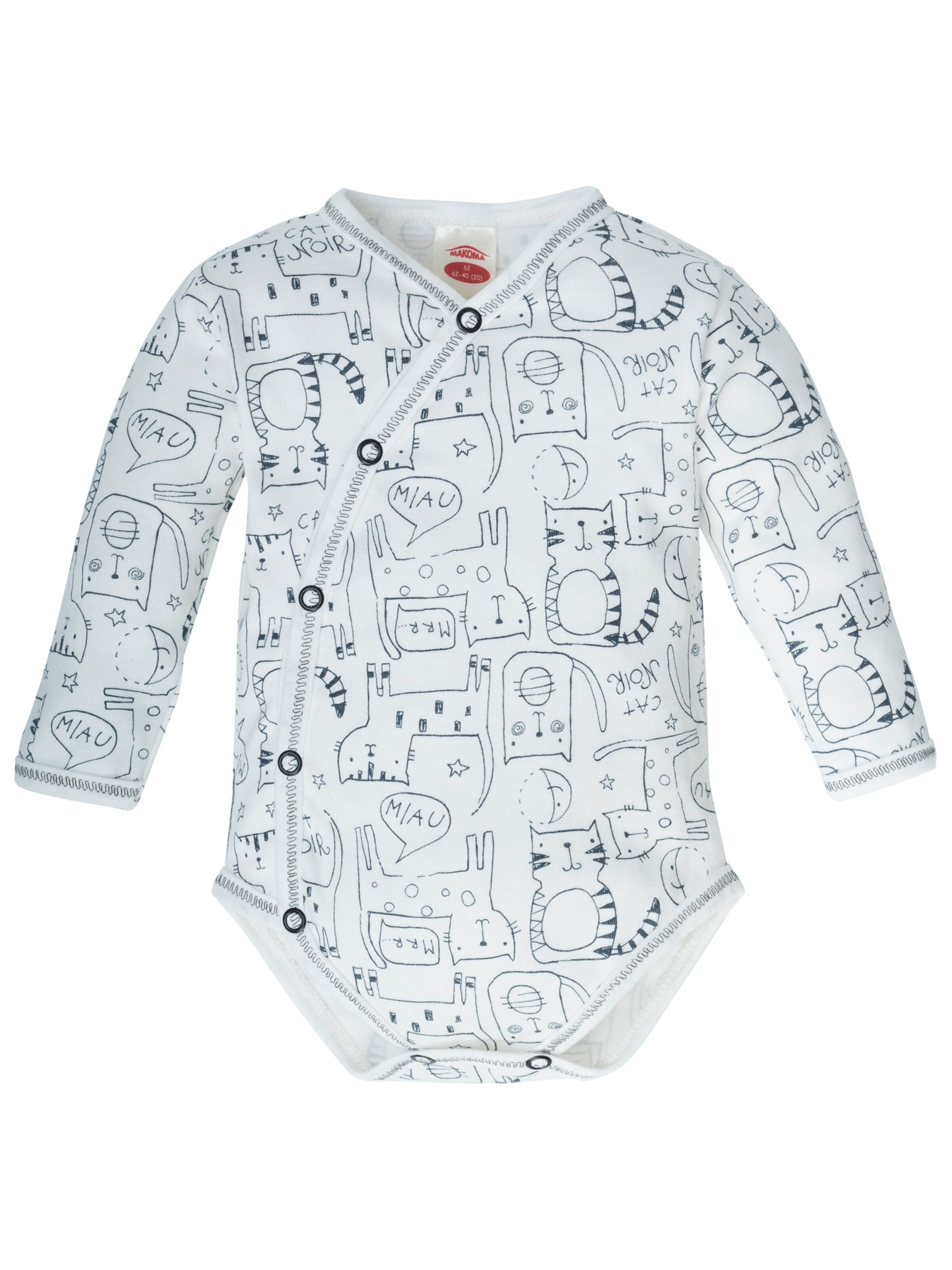 Barboteuse / body 'Katzen' Makoma en blanc : devant
