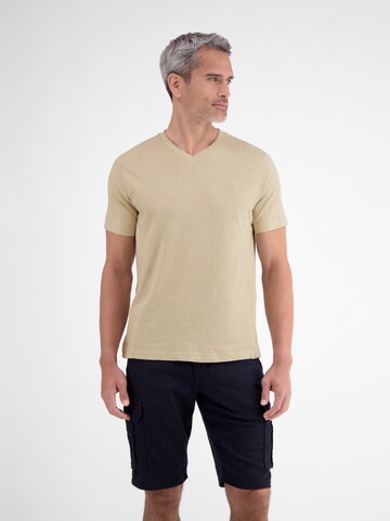 LERROS T-Shirt aus Baumwoll-Leinen-Mix in moderner 2-Tone-Optik in Beige
