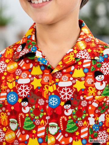 King Kameha Regular Fit Hemd 'Christmas Allover'‌‌‌‌‌‌‌ in Rot