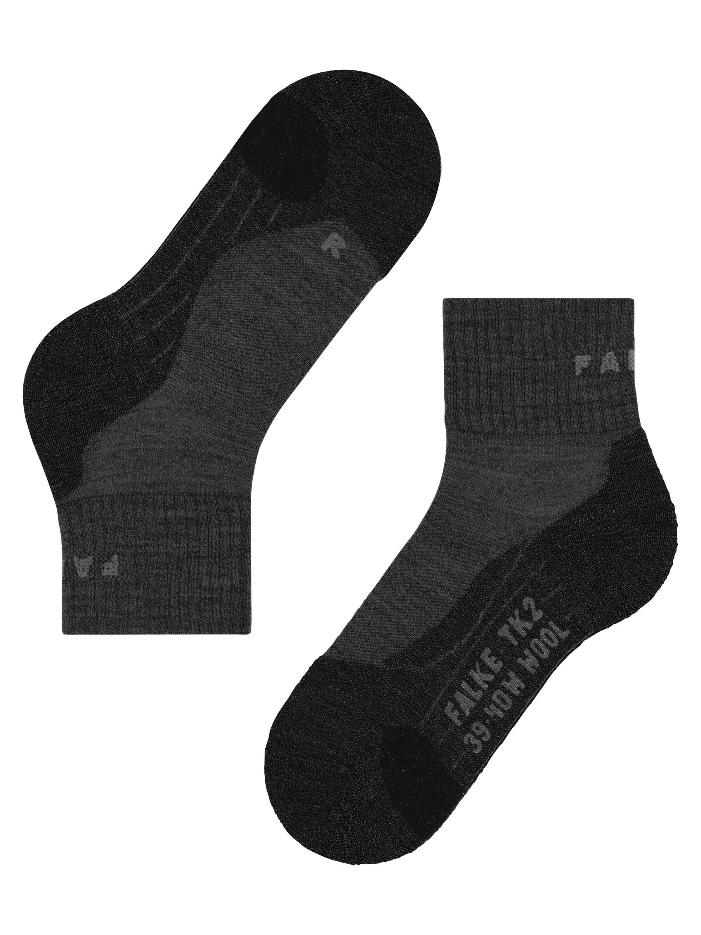 FALKE Athletic Socks 'TK2 Explore Wool Short' in Black