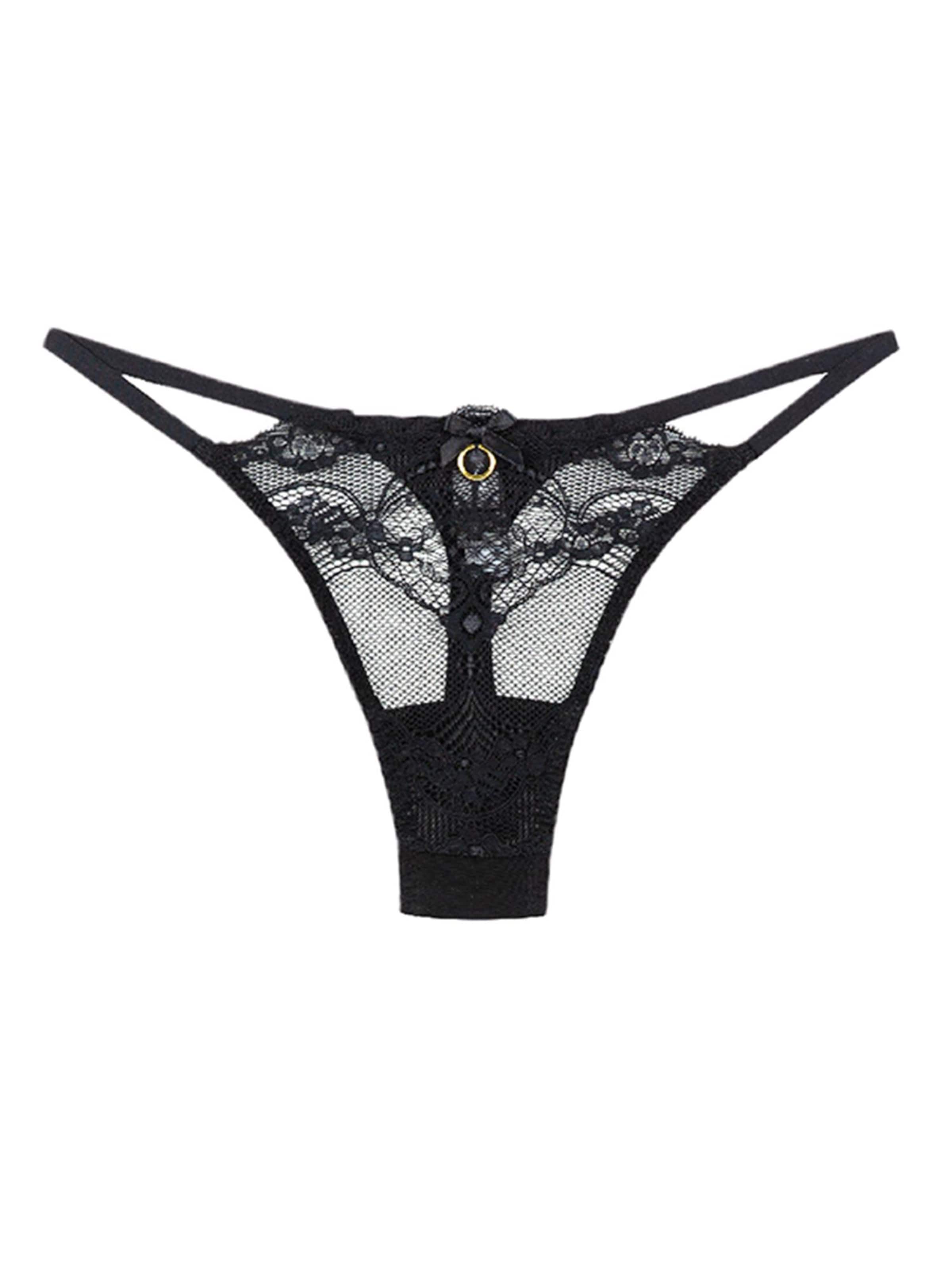 La Muel Lingerie String 'String black' in Schwarz: Vorderseite