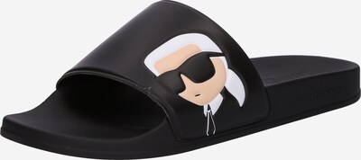 Karl Lagerfeld Ādas čības, krāsa - bēšs / melns / gandrīz balts, Preces skats