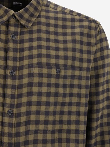 Only & Sons Big & Tall Comfort fit Button Up Shirt 'SEAN' in Green