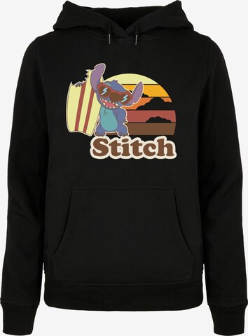 ABSOLUTE CULT Sweatshirt 'Lilo And Stitch - Bitten Surf Board' in Zwart: voorkant
