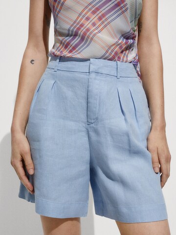 MANGO Regular Pleat-front trousers 'Begur' in Blue: front