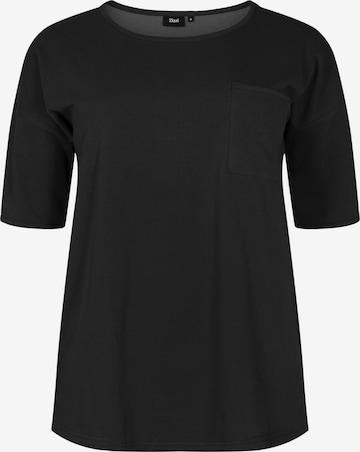 Zizzi Shirt 'Mcharline' in Zwart: voorkant