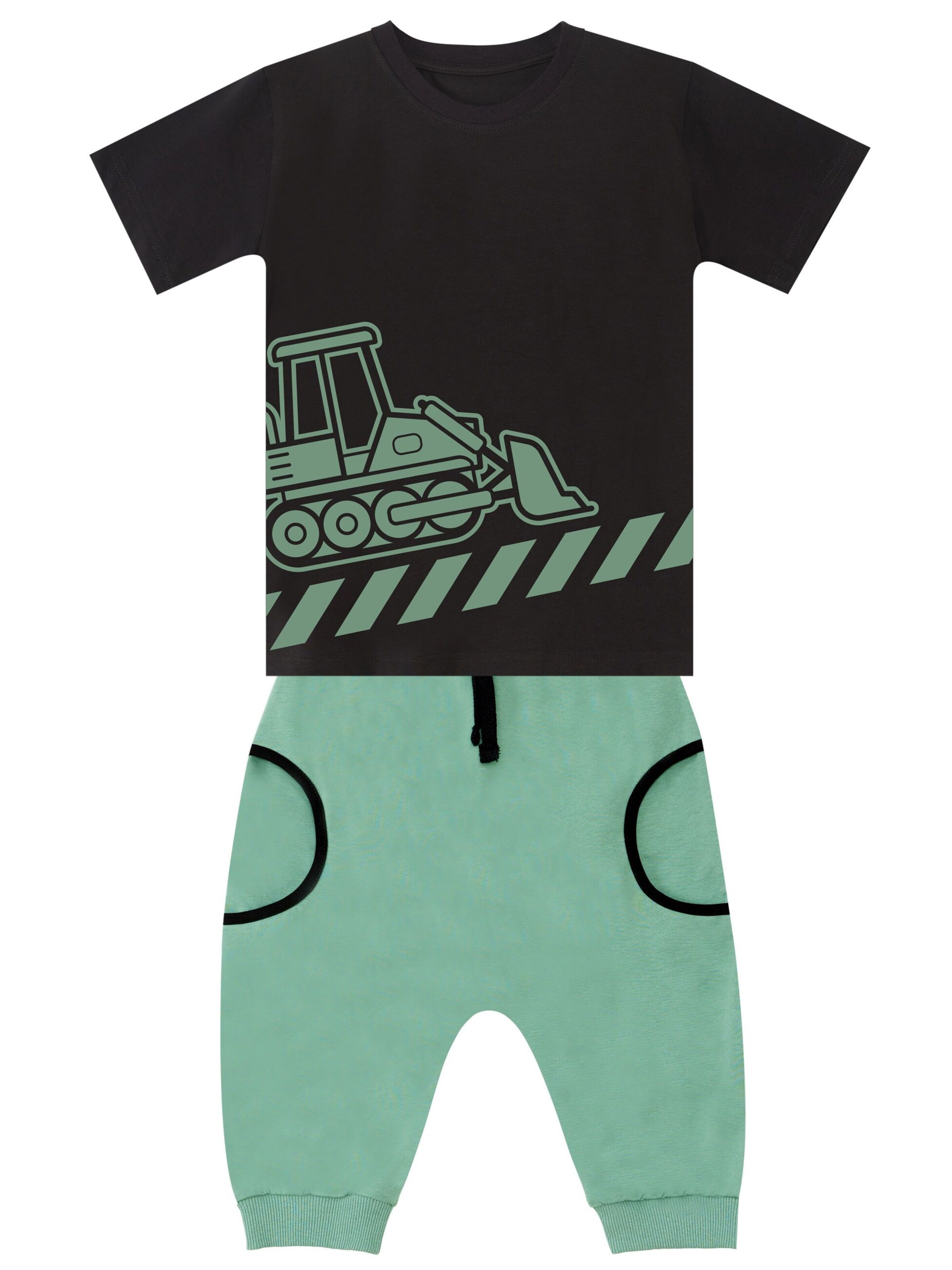 Denokids Tracksuit 'Digger on Duty' in Black: front