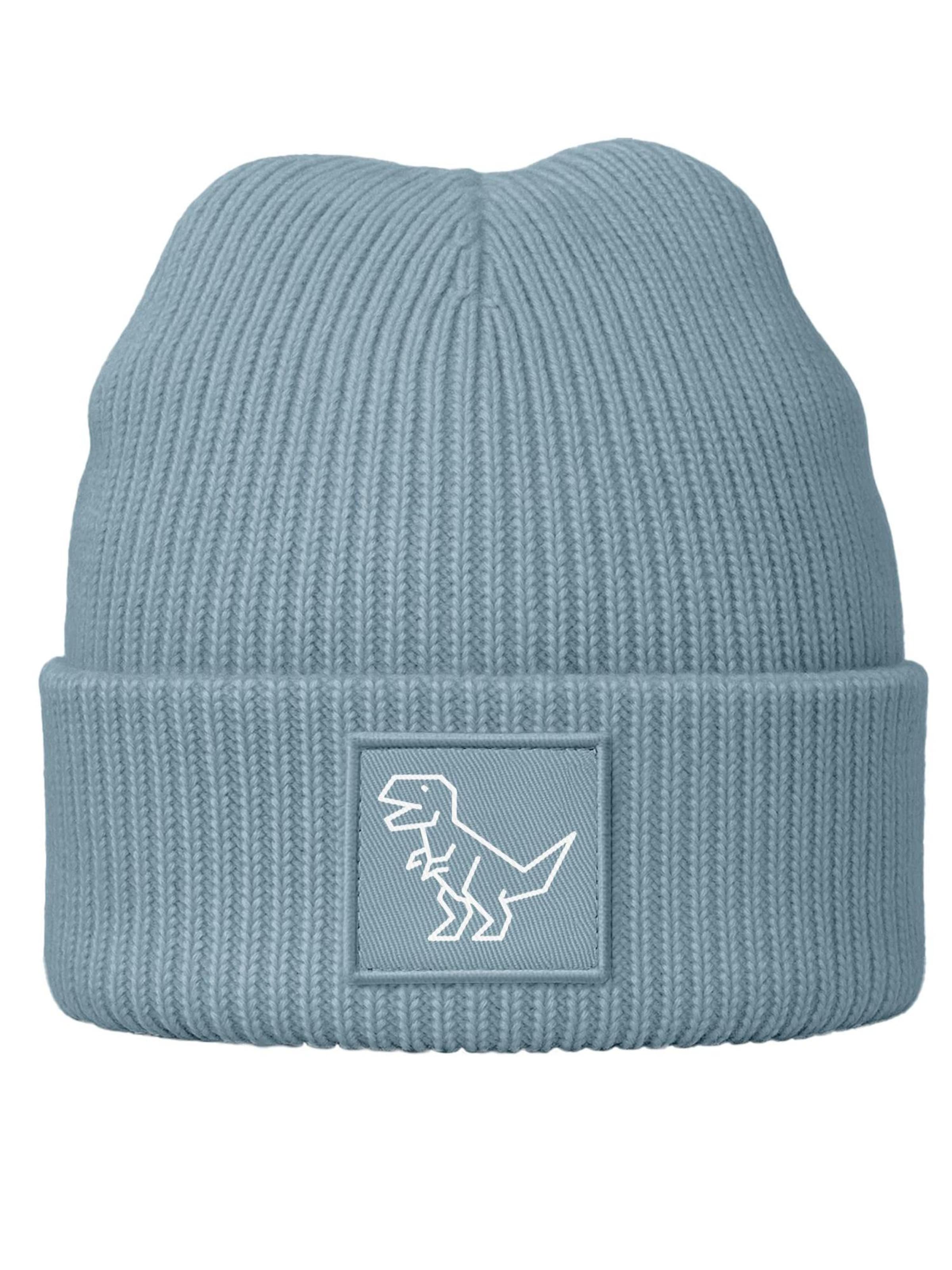 Neverless Beanie 'Polygon T-Rex' in Blue: front