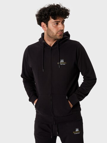 Oldskull Zip-Up Hoodie 'Samurai' in Black: front