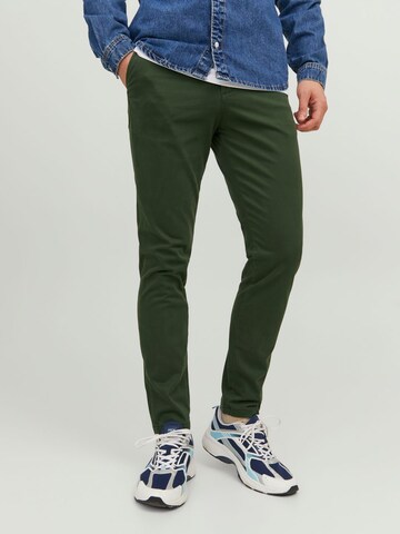 Coupe slim Pantalon chino 'Marco Bowie' JACK & JONES en vert : devant