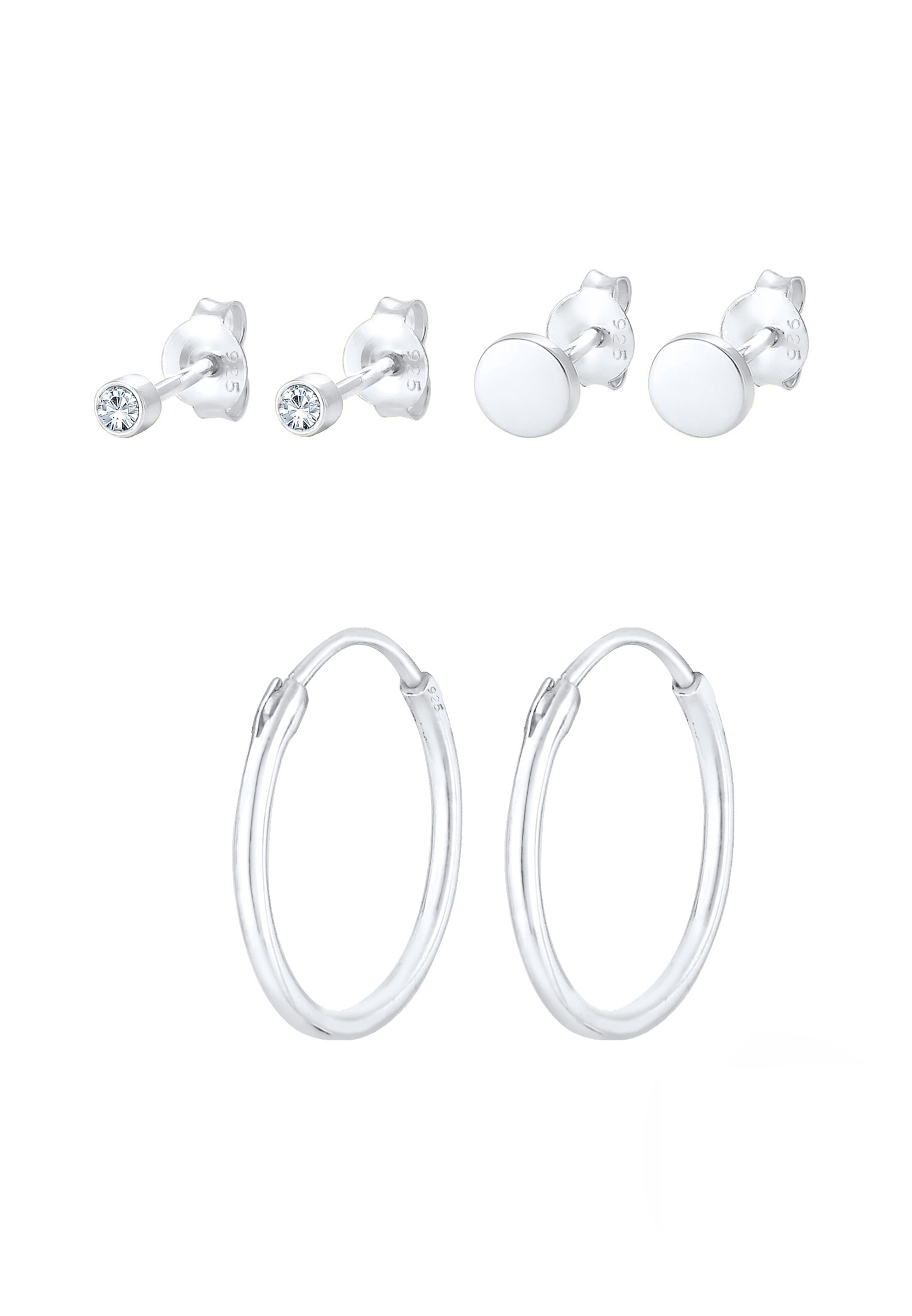 ELLI Ohrringe Basic Ohrstecker, Creole, Kristall Ohrstecker in Silber