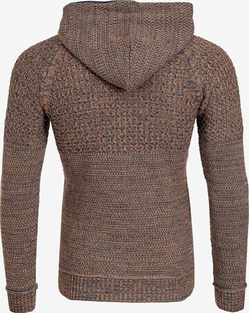 Rusty Neal Kapuzenpullover mit Zipper Grobstrick in Braun