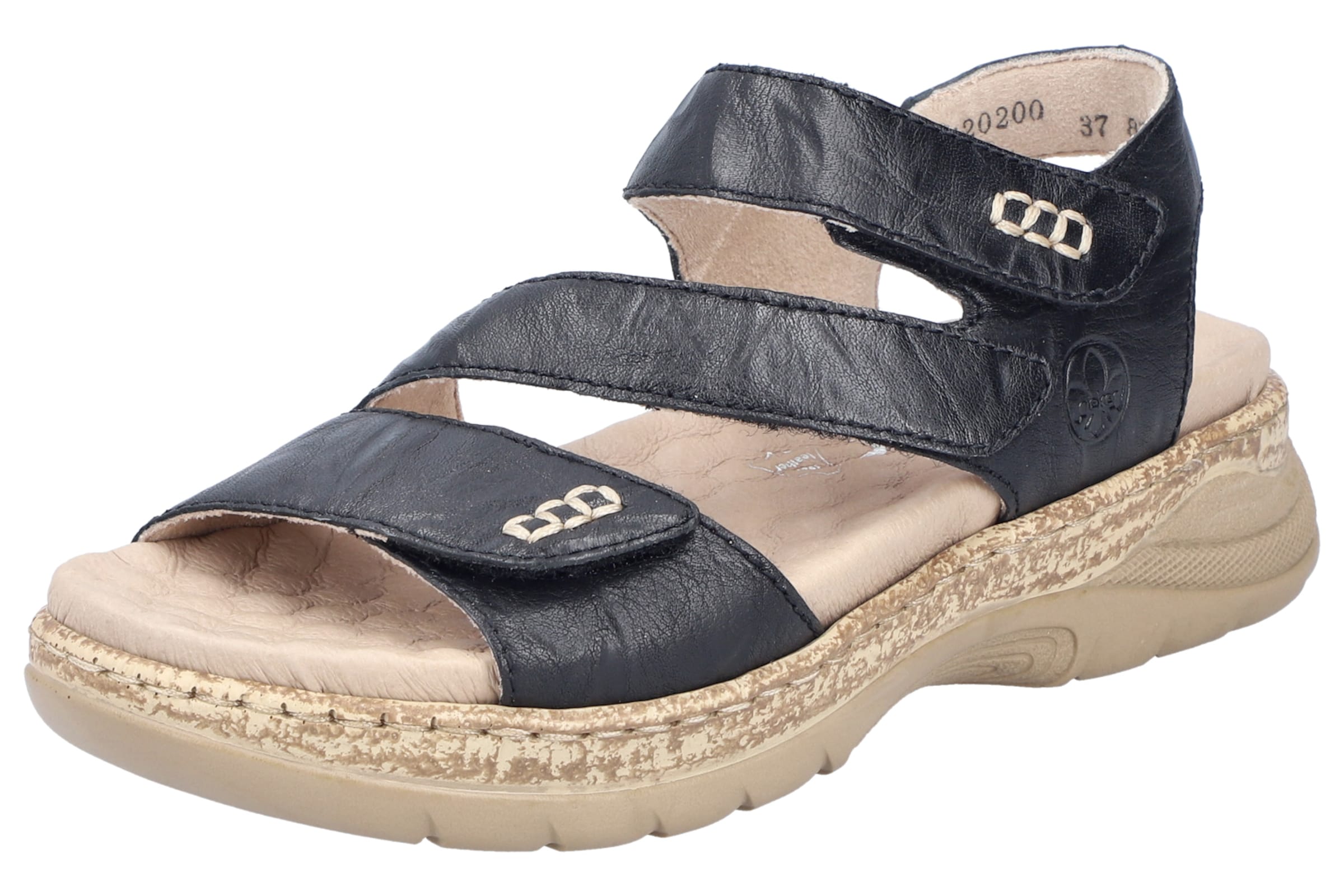 Sandales à lanières Rieker en noir : devant