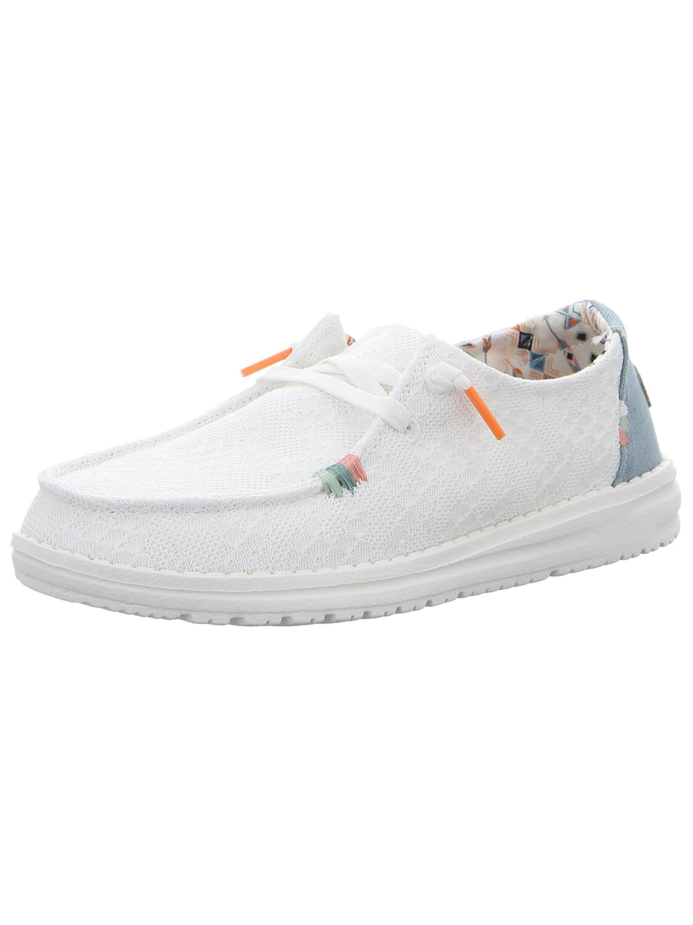 HEY DUDE Athletic Lace-Up Shoes in White: front