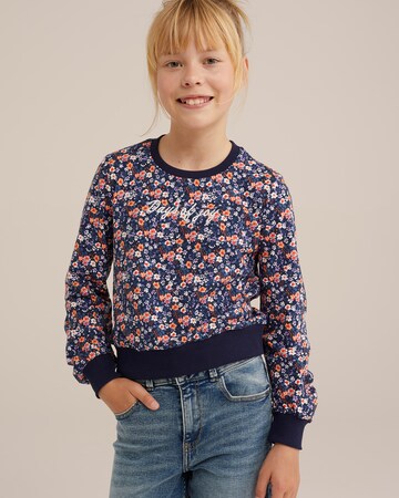 WE Fashion Sweatshirt in Blauw: voorkant