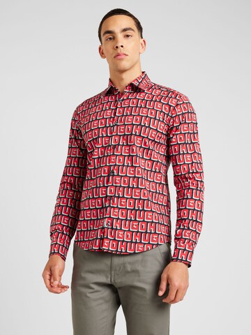 HUGO Slim fit Overhemd 'Ermo' in Rood: voorkant