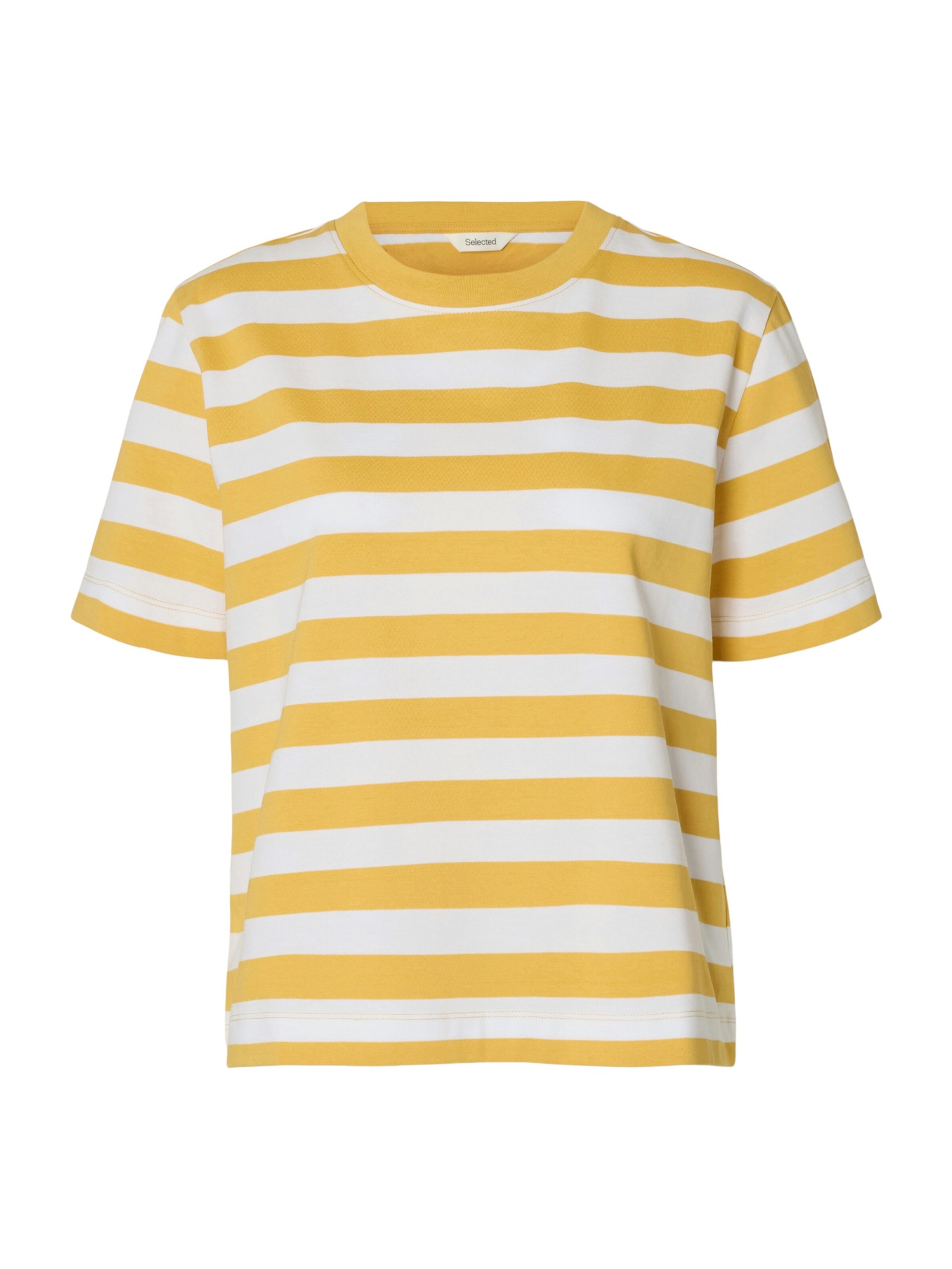 SELECTED Тениска 'SLFESSENTIAL' в жълто: отпред