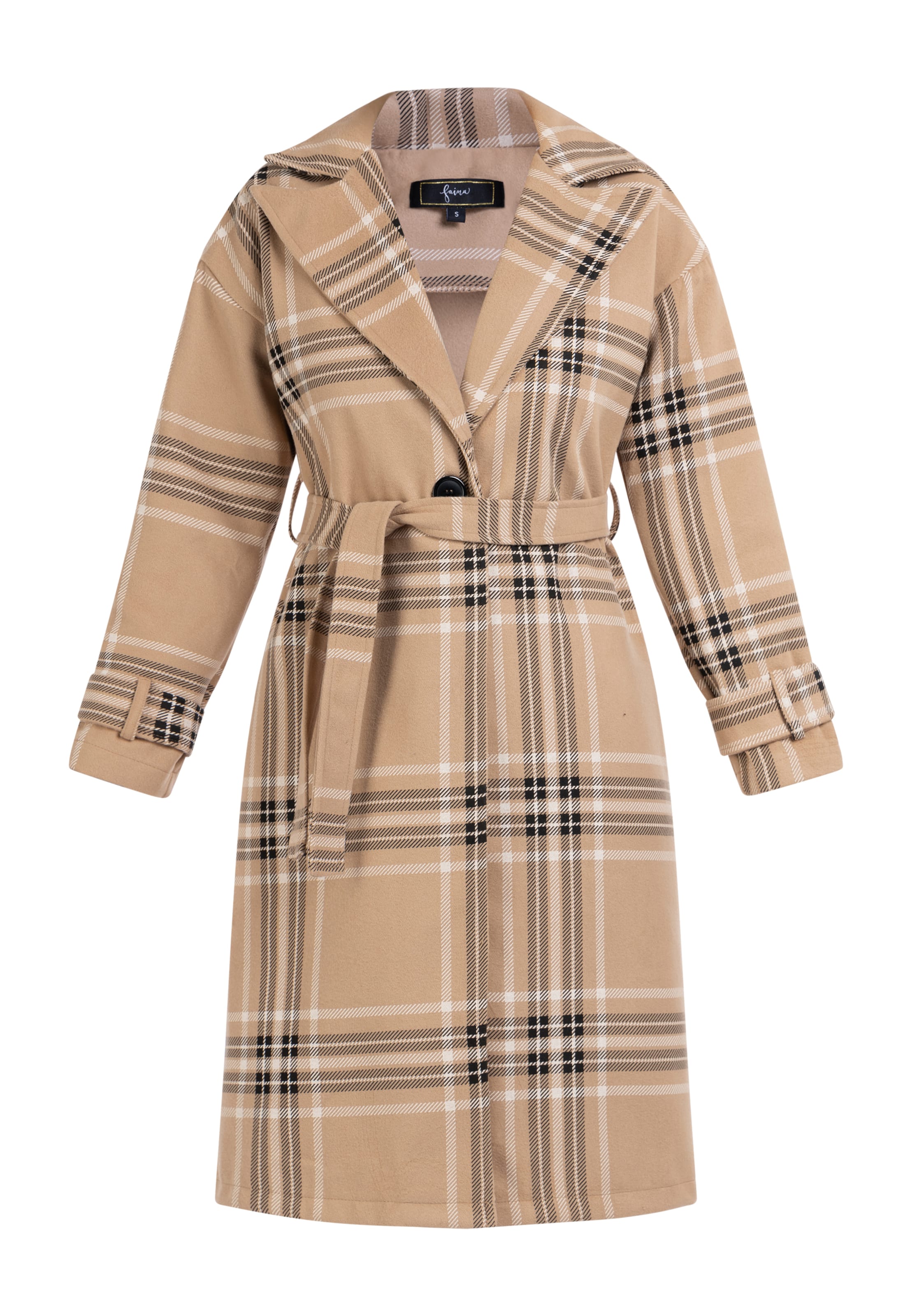faina Manteau mi-saison en sable / noir / blanc, Vue avec produit