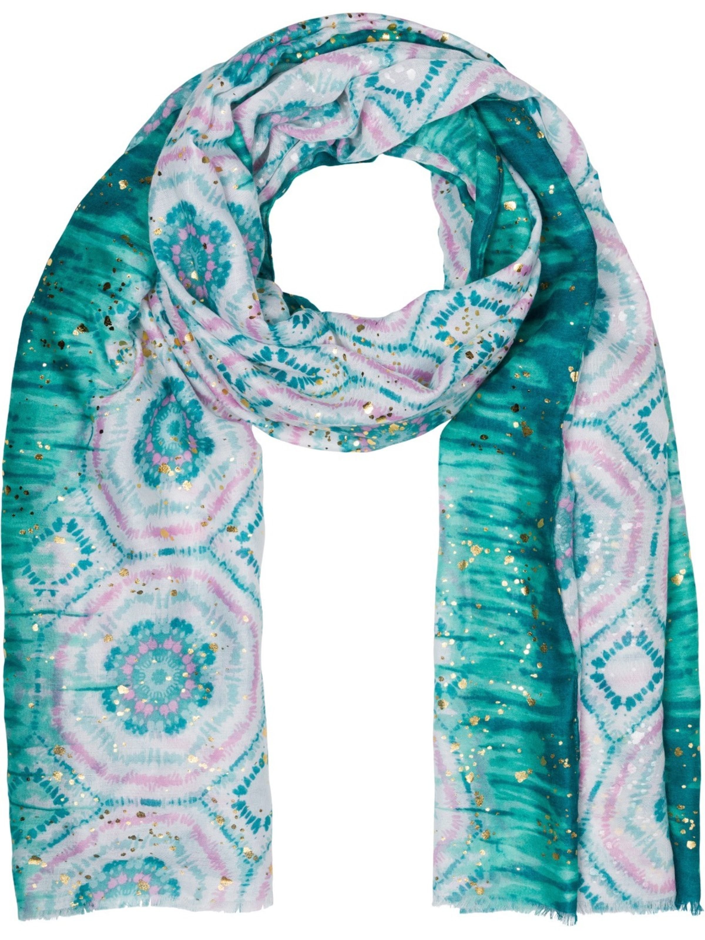styleBREAKER Schal 'Schal mit Batik Muster Metallic'‌‌ in aqua, Produktansicht