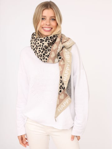 Zwillingsherz Tuch in Beige: Vorderseite