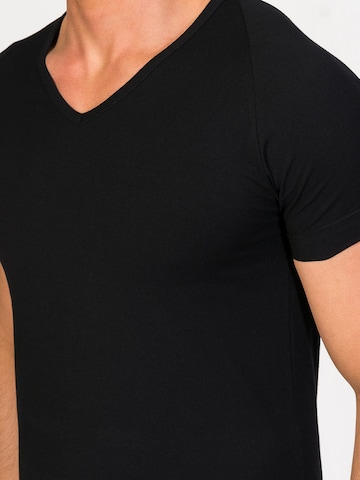 zd ZERO DEFECTS Unterhemd 'V-Neck T-Shirt Egiptian Cotton' in Schwarz