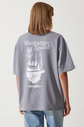 T-shirt oversize Happiness İstanbul en gris : devant